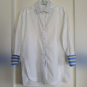 New New J. McLaughlin White Cotton Poplin Oversized Tunic Shirt Size XS Stretch